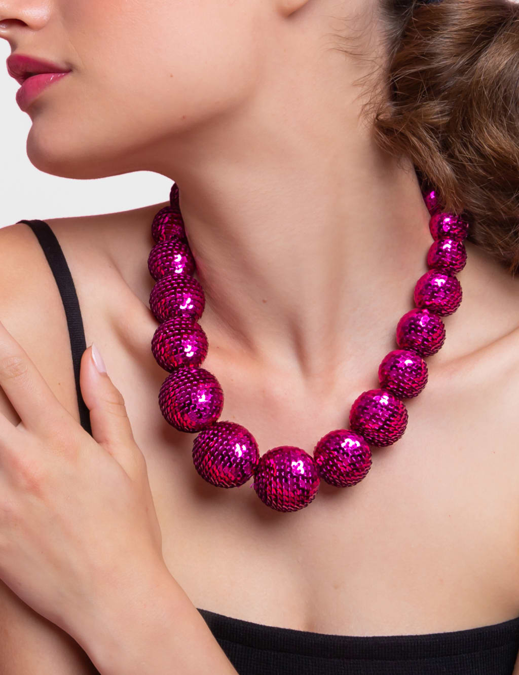 Pink Sequin Ball Necklace M S Collection M S