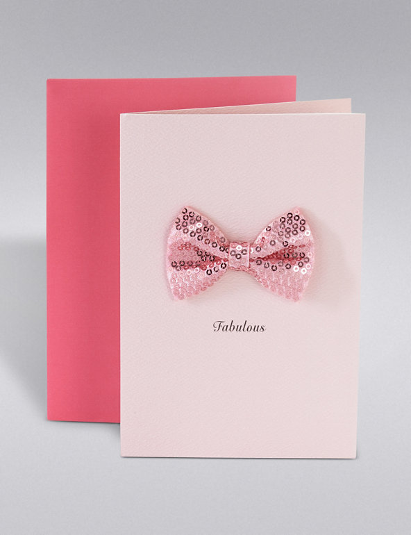 Pink Sequin Bow Birthday Card Image 1 of 2