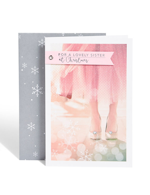 Pink Shoes Sister Christmas Card Image 1 of 2