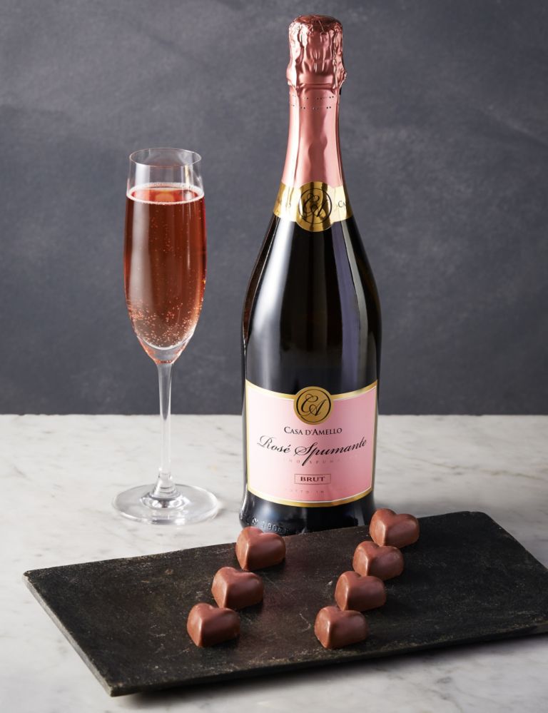 Pink Sparkling Wine & Shimmer Heart Chocolates 1 of 3