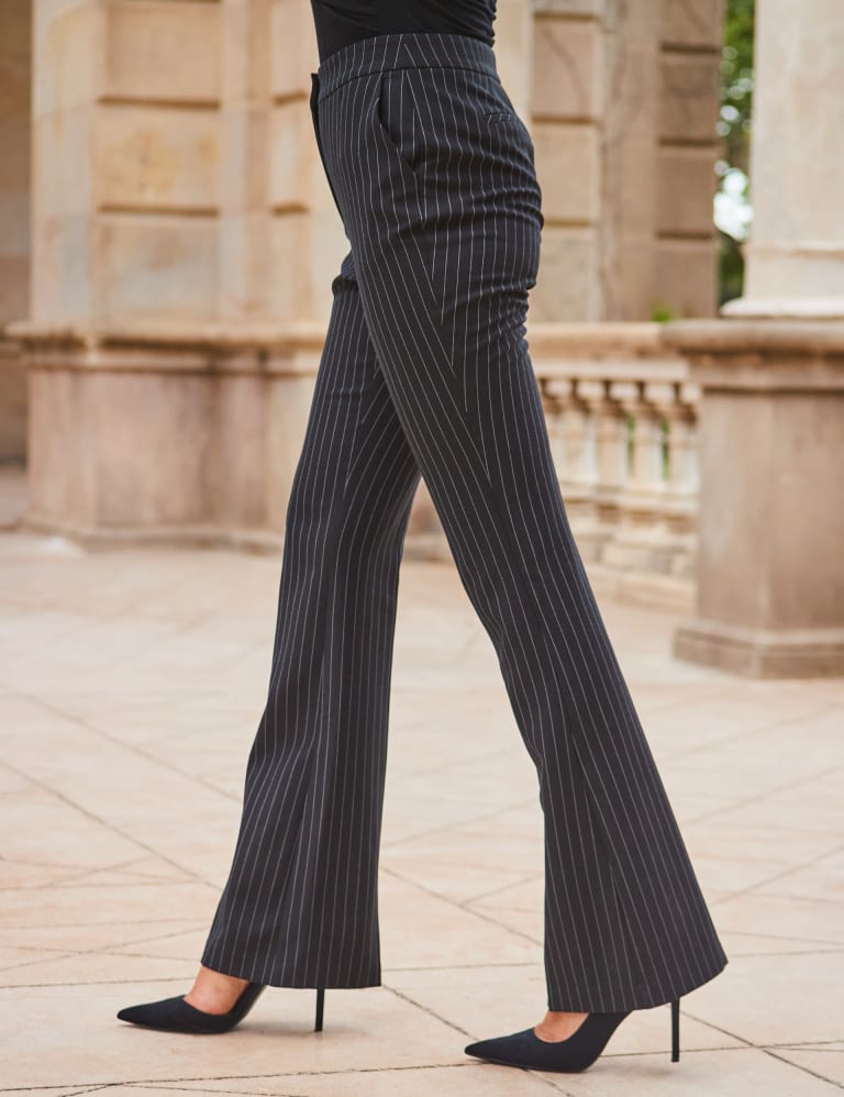 Black striped flare pants top