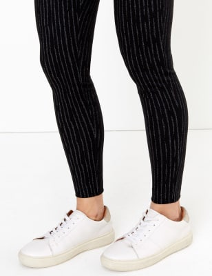 Black Pinstripe High Waisted Leggings