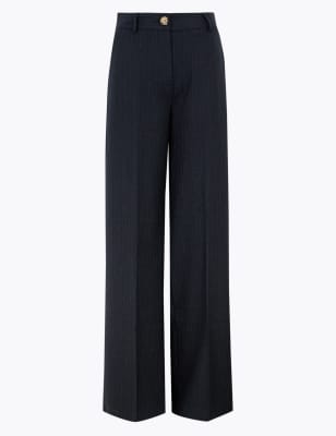 high waisted pinstripe trousers