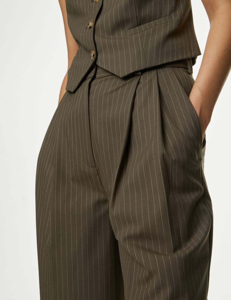 Pinstripe Pleat Front Wide Leg Trousers 5 of 6