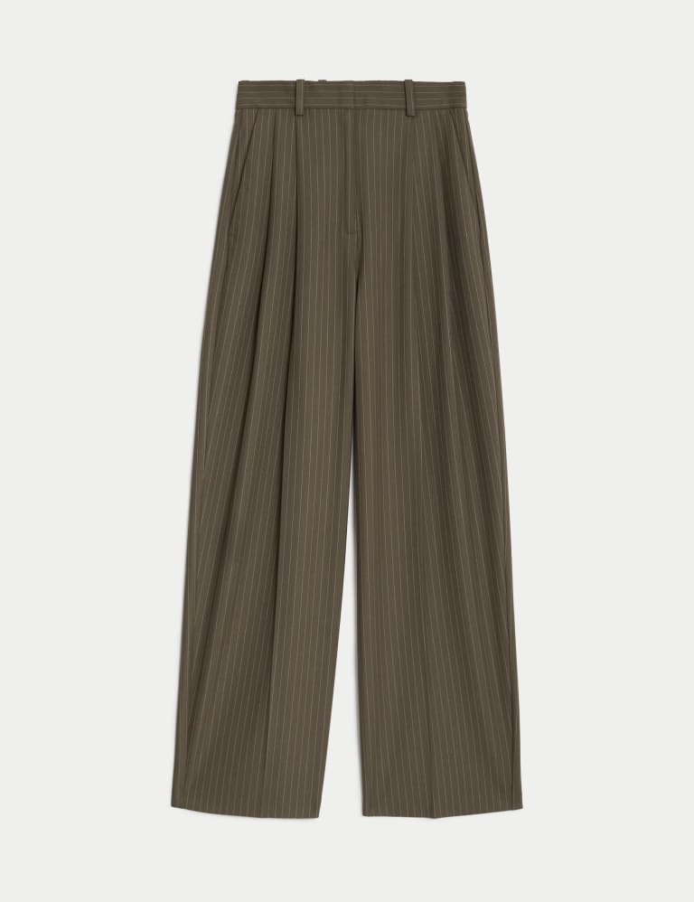 Pinstripe Pleat Front Wide Leg Trousers 3 of 6