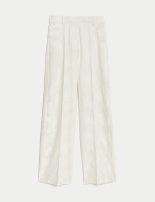 Pinstripe Tailored Wide Leg Trousers Image 2 of 6