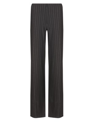Pinstripe Wide Leg Trousers Image 2 of 3
