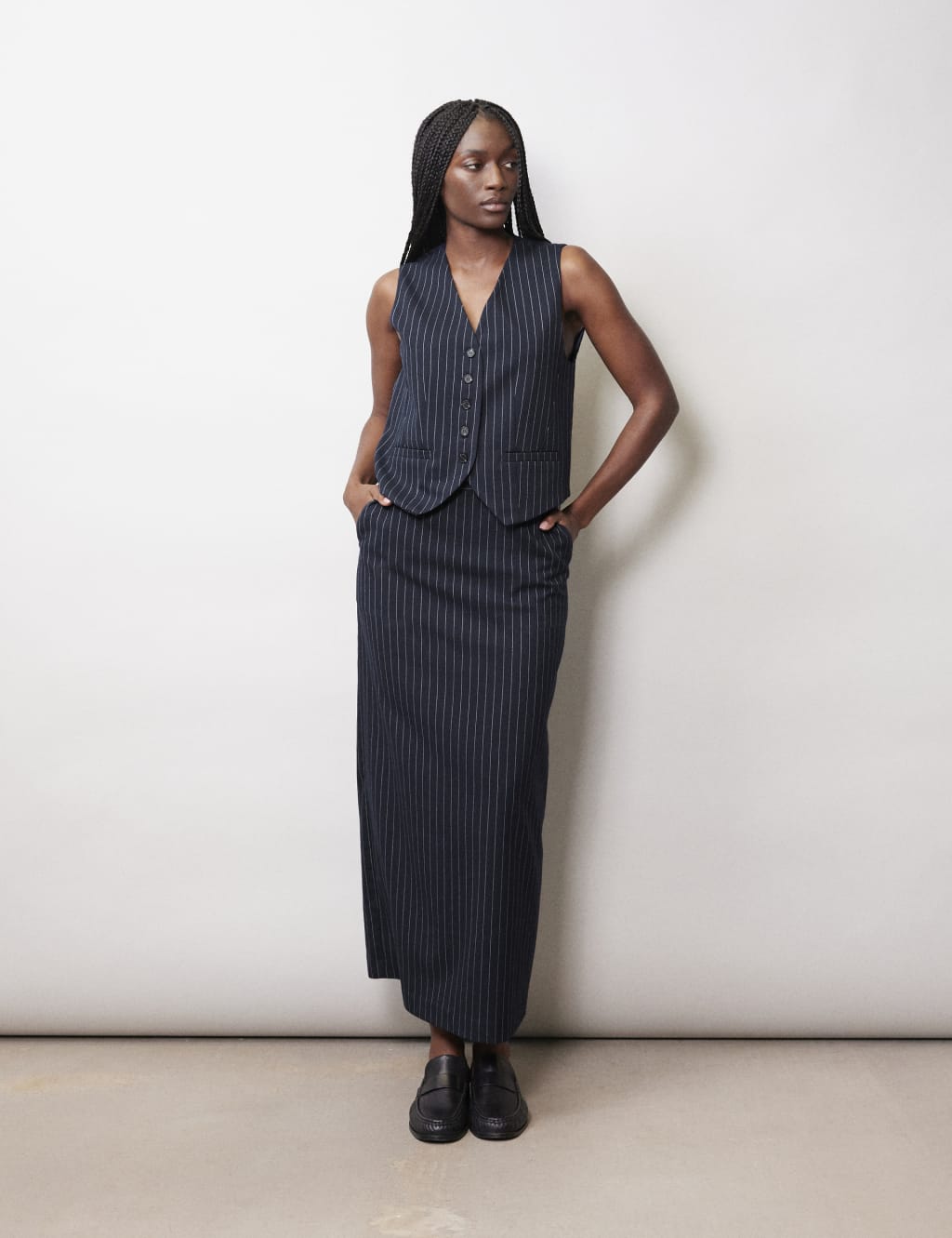 Pinstriped Maxi Pencil Skirt 3 of 4