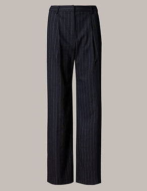 Pinstriped Straight Leg Trousers Image 2 of 3