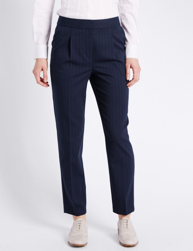 Pinstriped Straight Leg Trousers 1 of 3