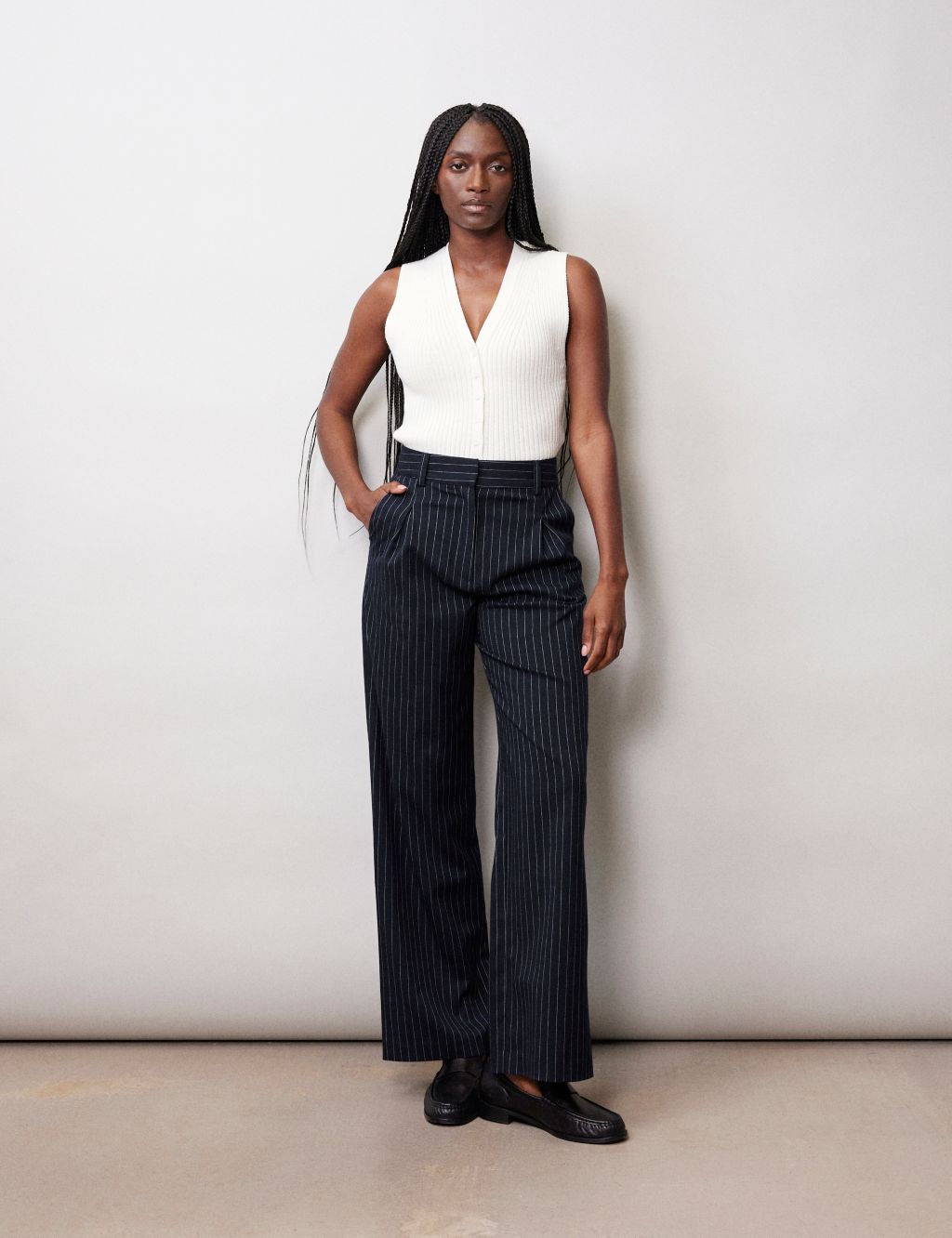 Pinstriped Wide Leg Trousers 3 of 4