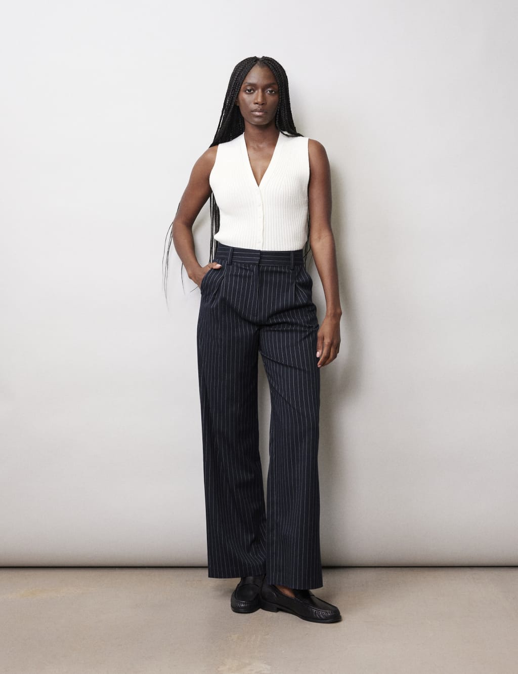 Pinstriped Wide Leg Trousers 3 of 4