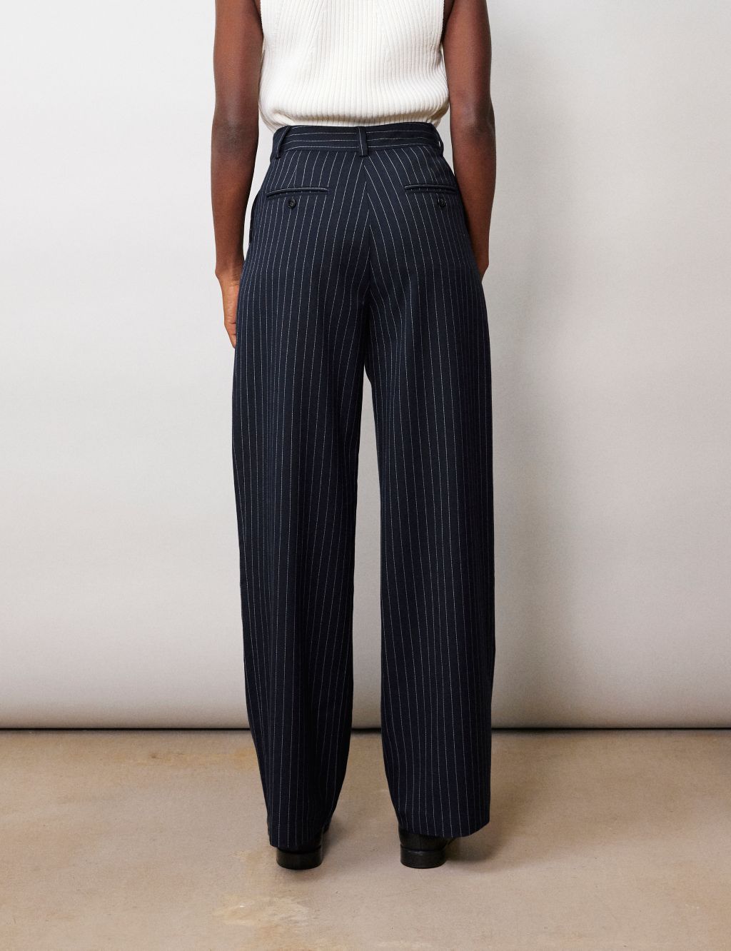 Pinstriped Wide Leg Trousers 2 of 4