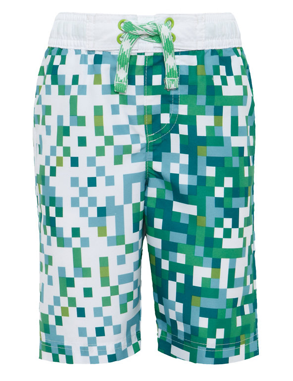 Pixel Print Quick Dry Swim Shorts (1-7 Years) Image 1 of 2
