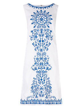 Placement Paisley Embroidered Tunic Dress with Linen Image 2 of 4
