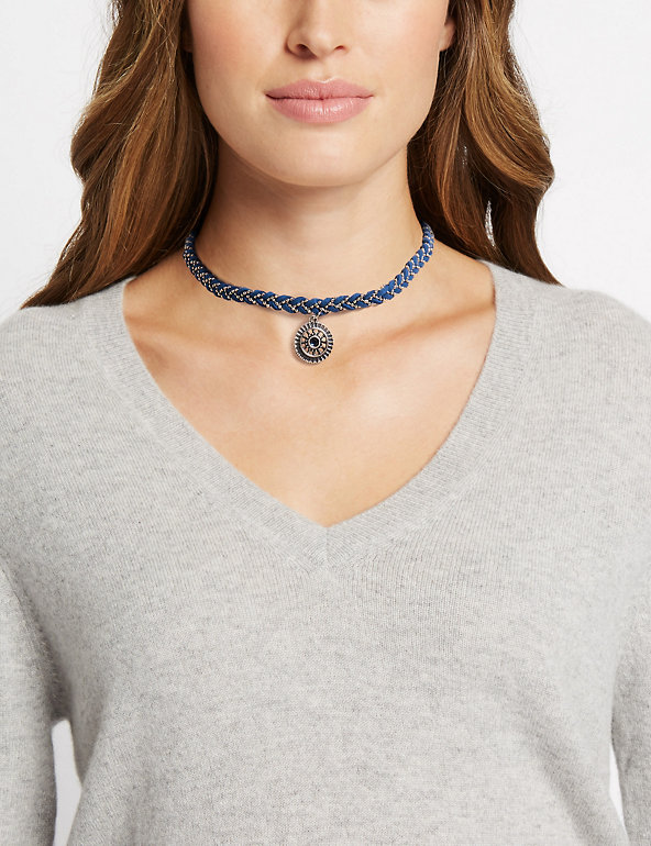 Plaited Charm Choker Necklace Image 1 of 2