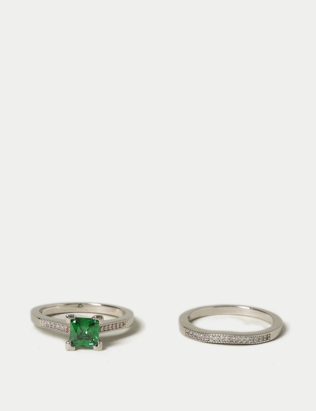 Platinum 2 Pack Emerald Cubic Zirconia Rings 2 of 2