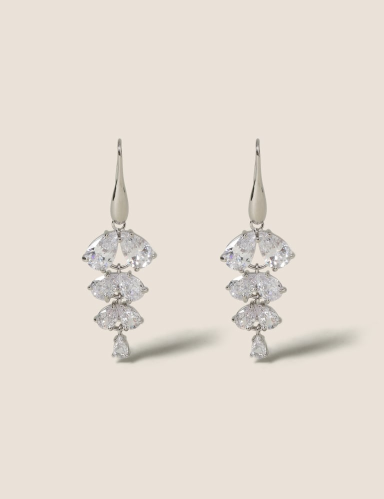 Platinum CZ Grape Drop Earrings M S Collection M S