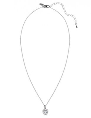 Platinum Plated Bezel Heart Diamanté Pendant Necklace Image 1 of 2