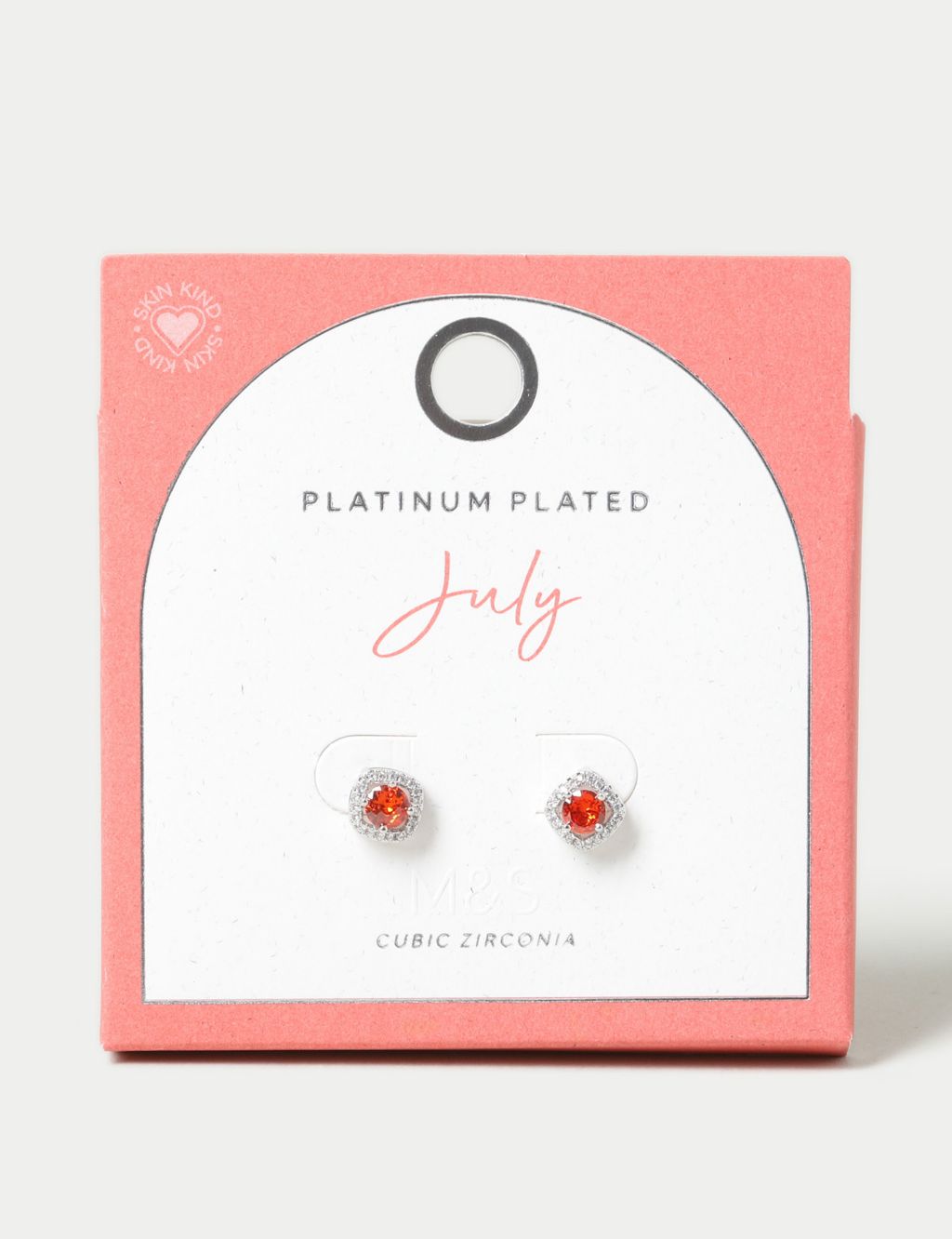 Platinum Plated Cubic Zirconia July Birthstone Stud Earring 3 of 3
