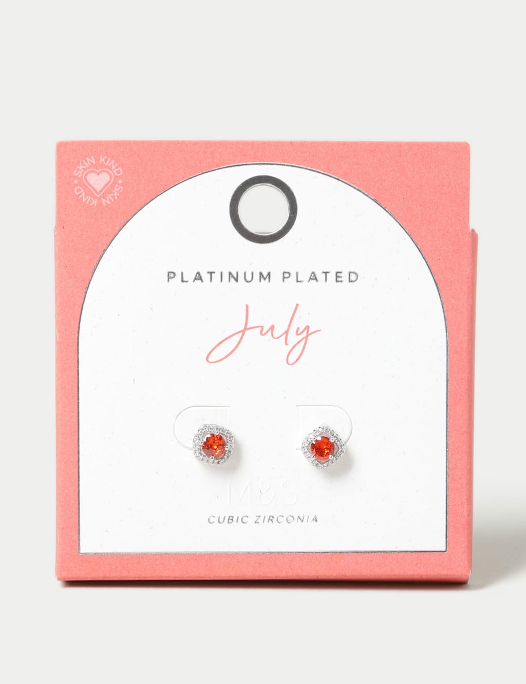 Platinum Plated Cubic Zirconia July Birthstone Stud Earring 3 of 3