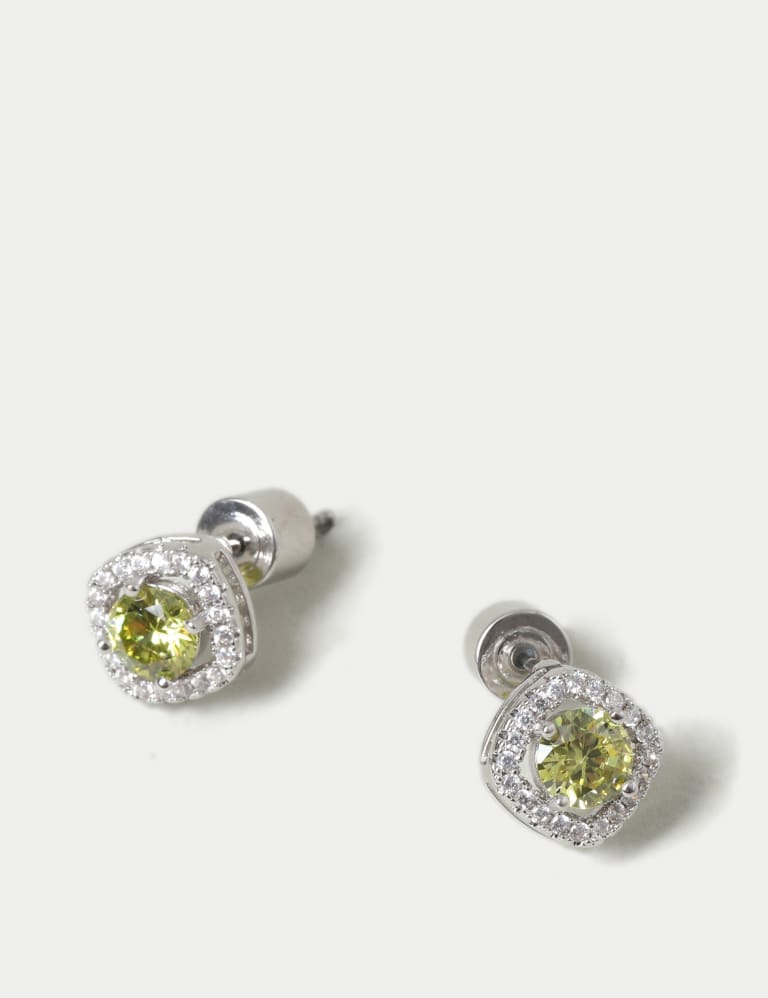 Platinum Plated Cubic Zirconia June Birthstone Stud Earring 3 of 3