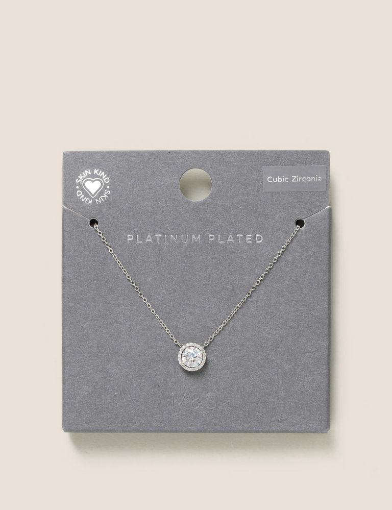 Platinum Plated Cubic Zirconia Necklace 2 of 3
