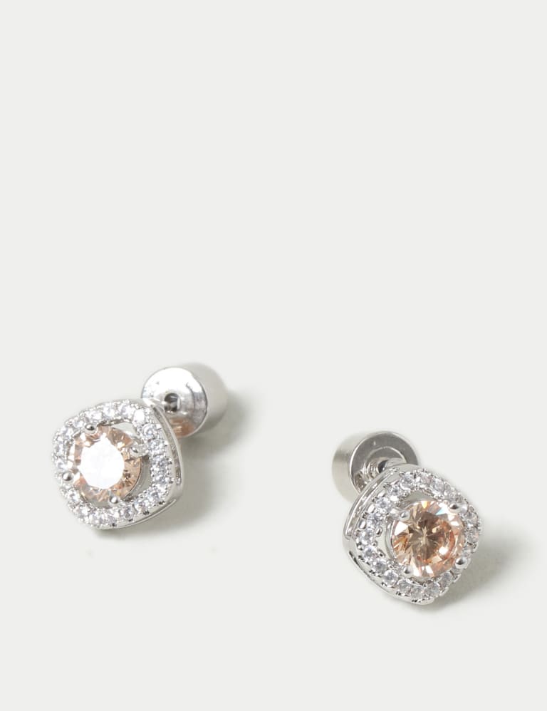 Platinum Plated Cubic Zirconia November Birthstone Stud Earring 3 of 3