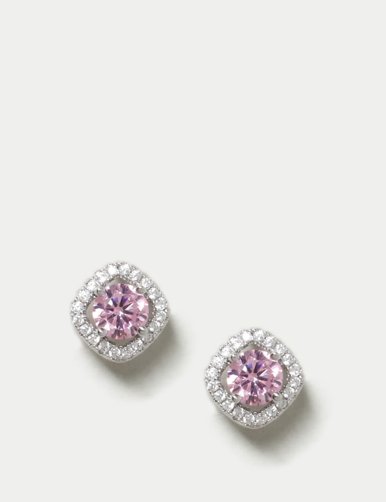 Platinum Plated Cubic Zirconia October Birthstone Stud Earring