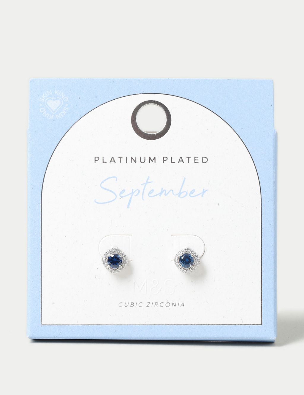 Platinum Plated Cubic Zirconia September Birthstone Stud Earring 3 of 3