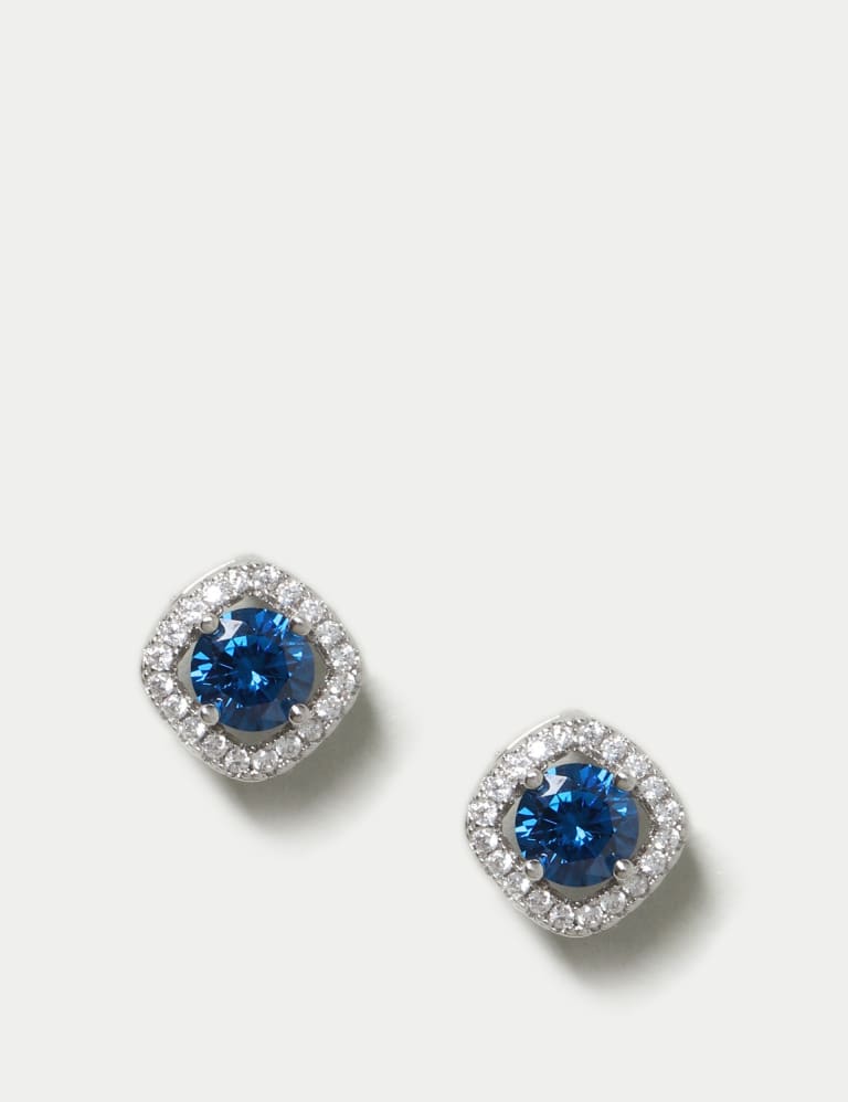 Platinum Plated Cubic Zirconia September Birthstone Stud Earring 2 of 3