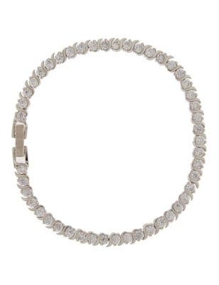 Platinum Plated Diamanté Bracelet Image 1 of 2