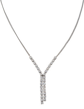 Platinum Plated Diamanté Necklace Image 2 of 3