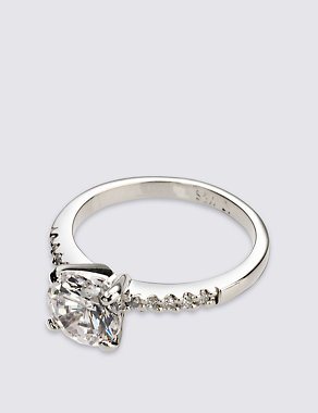 Platinum Plated Diamanté Ring Image 2 of 3