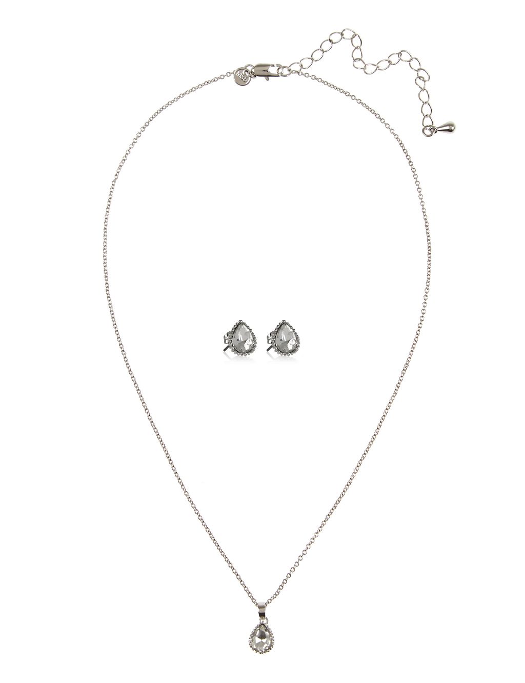 Platinum Plated Diamanté Necklace & Earrings Set 3 of 3