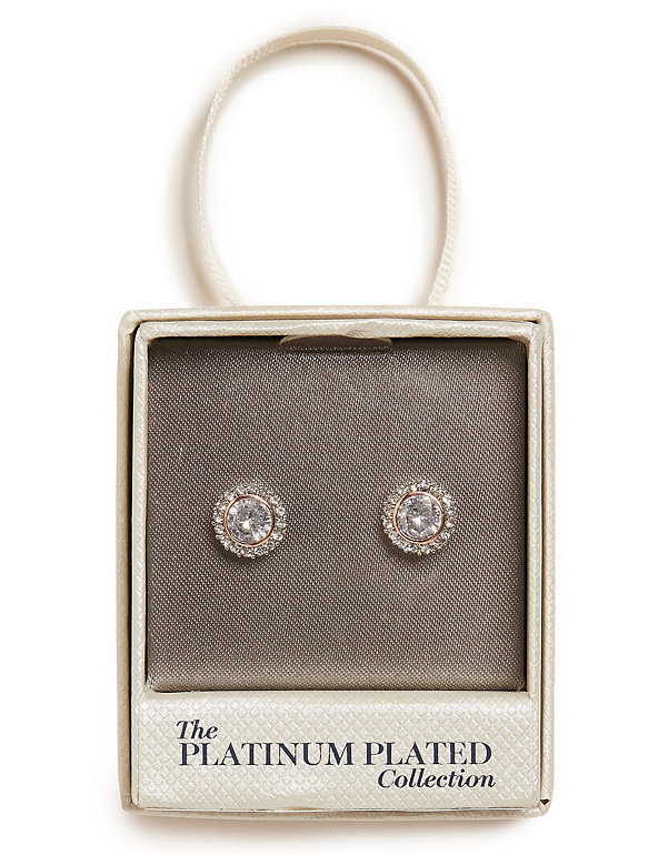 Platinum Plated Rose Trim Earrings Image 1 of 2