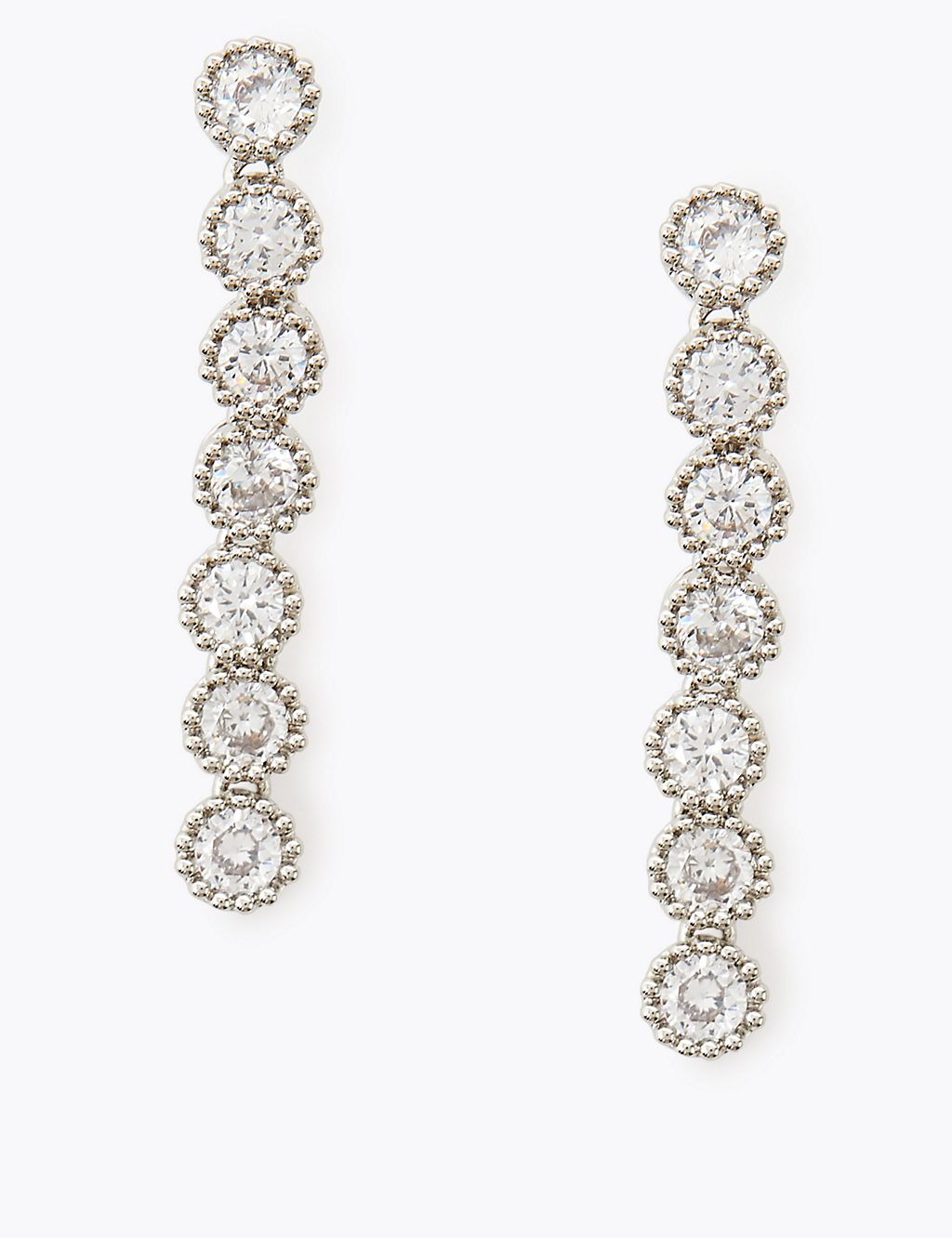 Platinum Plated Sparkle Drop Earrings 1 of 2