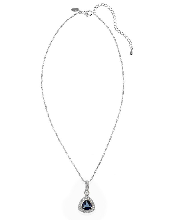 Platinum Plated Trillion Pendant Necklace Image 1 of 2