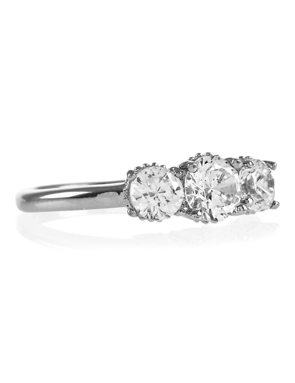 Platinum Plated Triple Stone Ring Image 1 of 1
