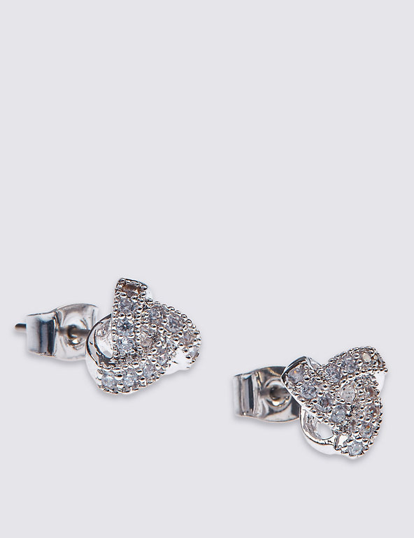 Platinum Plated Twist Knot Earrings Image 1 of 2