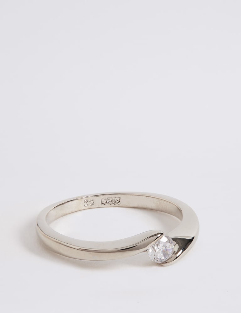 Platinum Plated Twisted Diamant Ring M S Collection M S