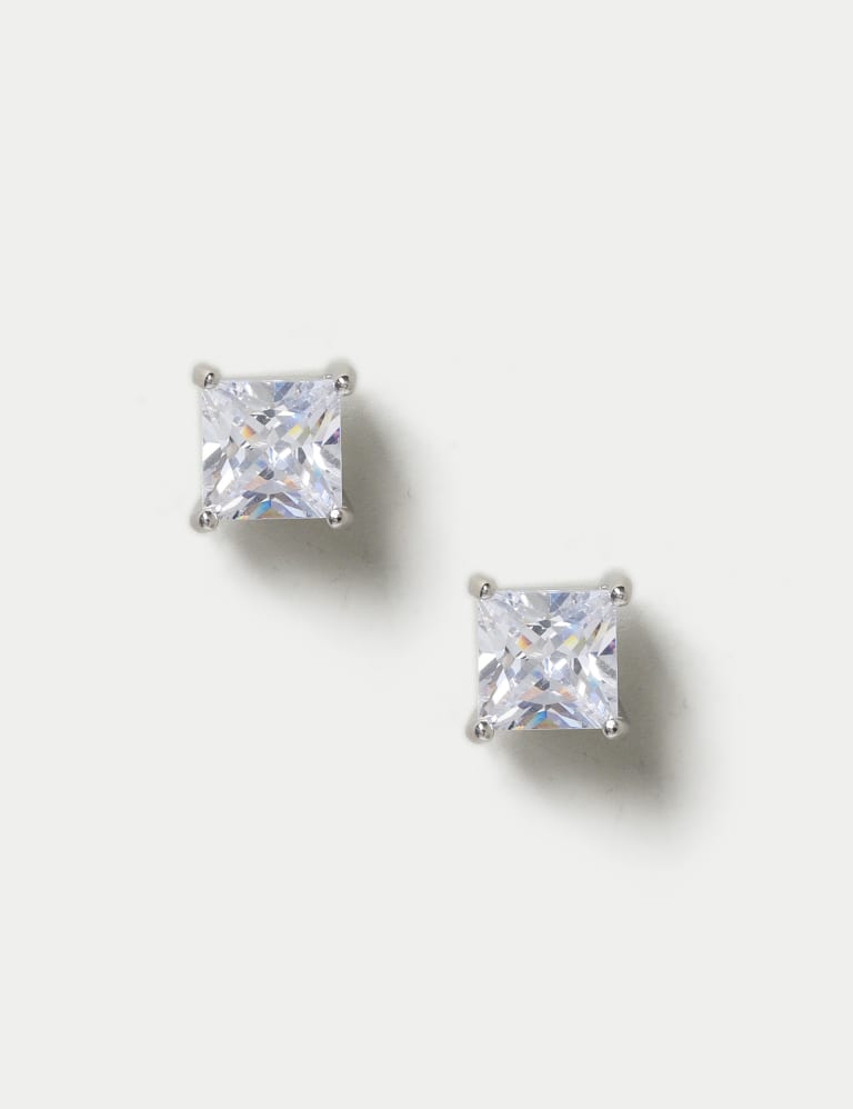 Square solitaire earrings hotsell