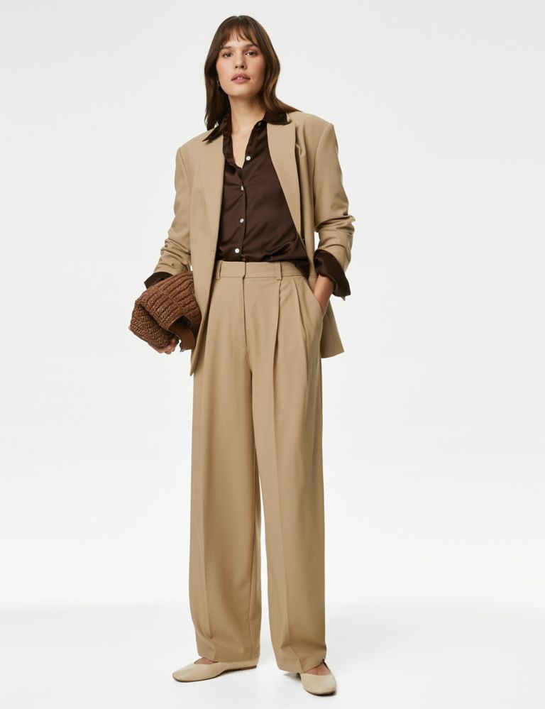 Pleat Front Relaxed Wide Leg Trousers 1 of 5