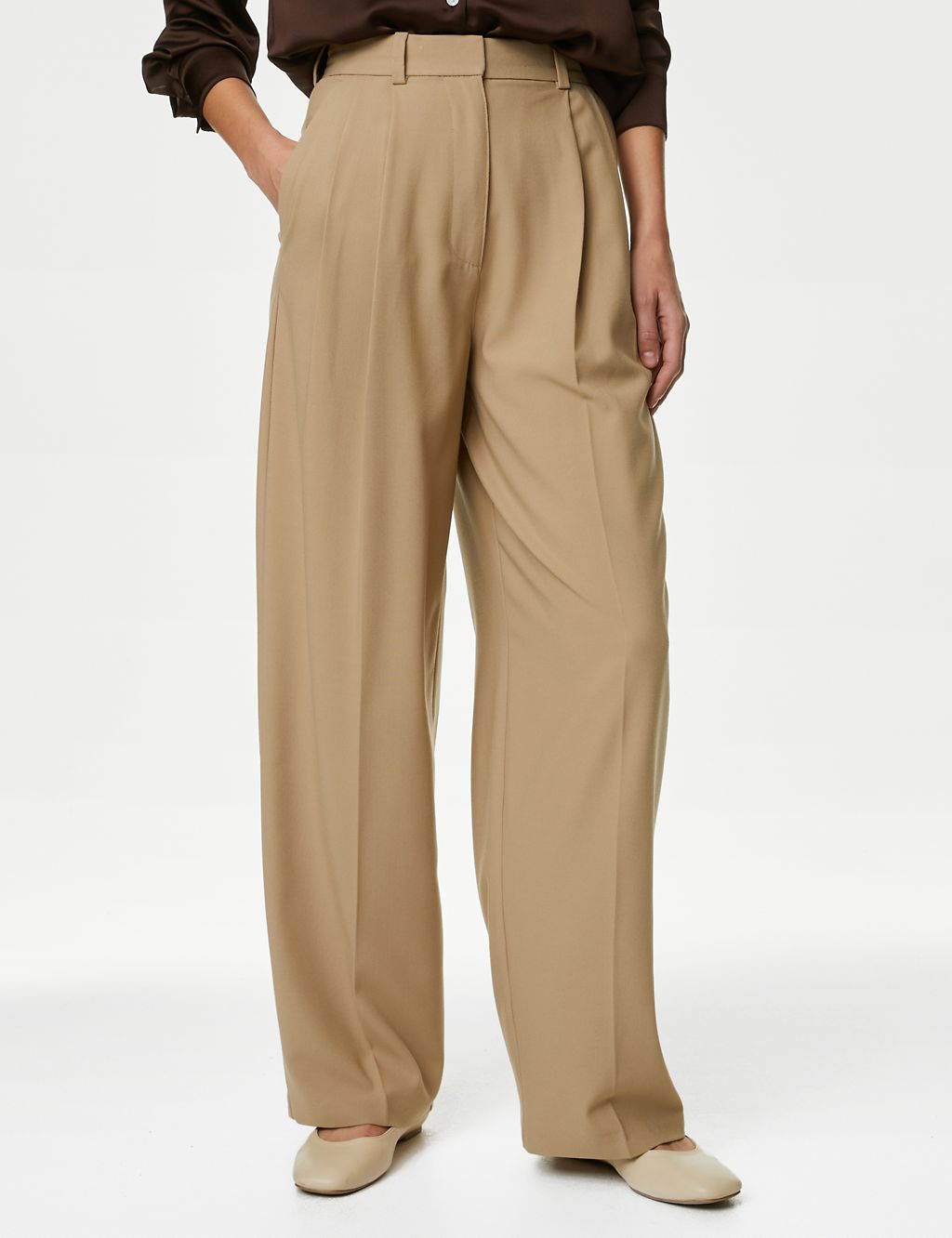 Pleat Front Relaxed Wide Leg Trousers 2 of 5