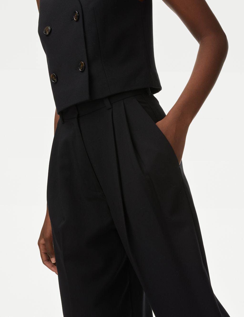Pleat Front Relaxed Wide Leg Trousers | M&S Collection | M&S