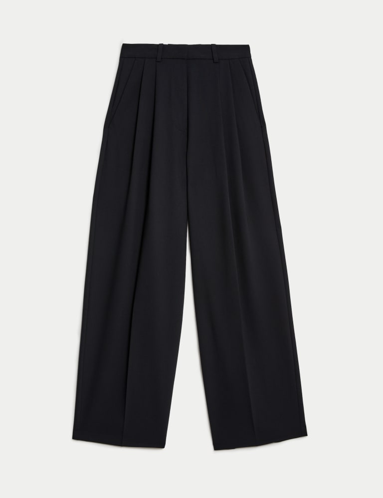 Pleat Front Relaxed Wide Leg Trousers | M&S Collection | M&S