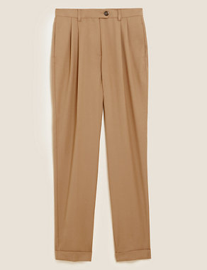 Pleat Front Tapered Ankle Grazer Trousers Image 2 of 6