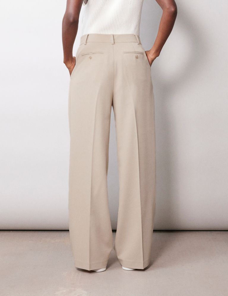Pleat Front Wide Leg Chinos