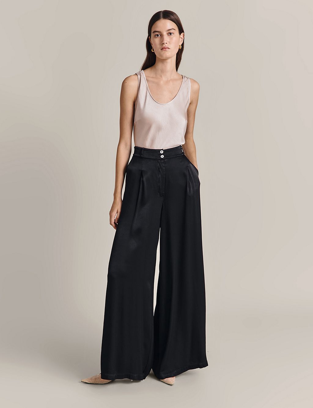 Pleat Front Wide Leg Trousers 1 of 3