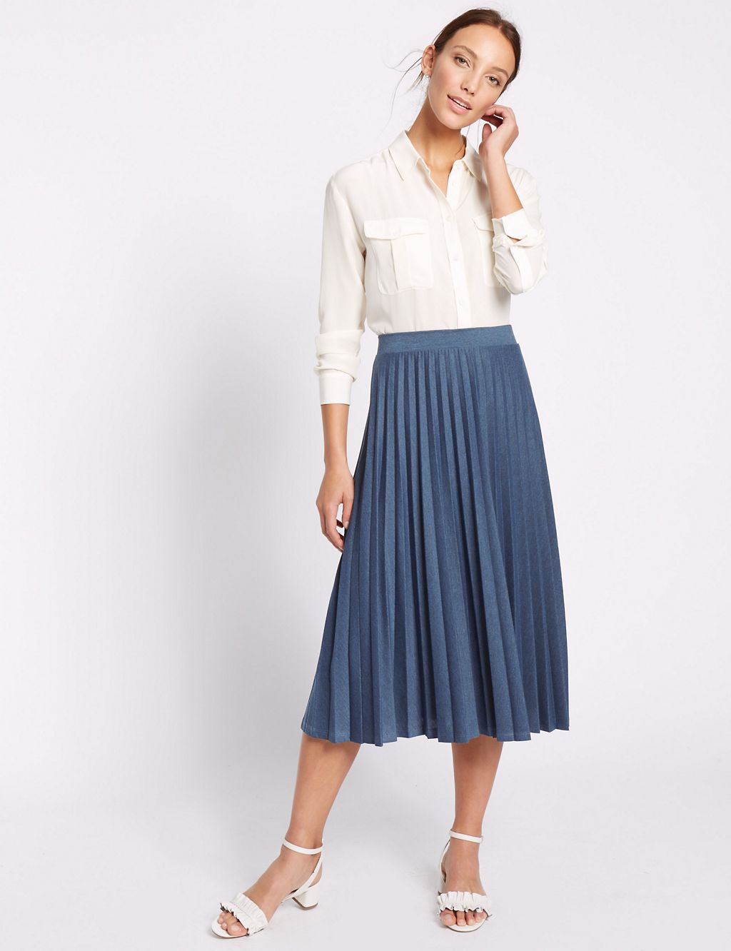 Pleated A-Line Midi Skirt 3 of 5